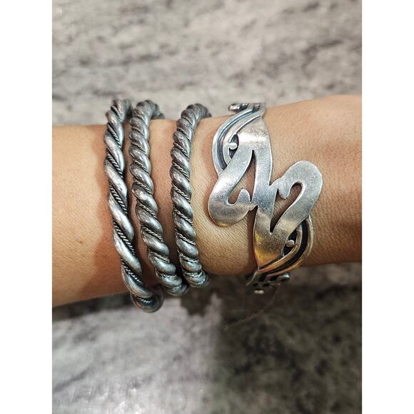 Vintage Miguel Melendez Taxco Double Serpent Bangle Bracelet - Picture 7 of 7